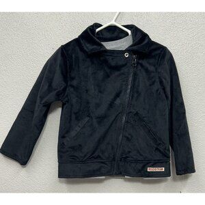 Hudson Moto Jacket Set 2T Black Velour Velvet Full Zip Grey T Shirt MSRP $69